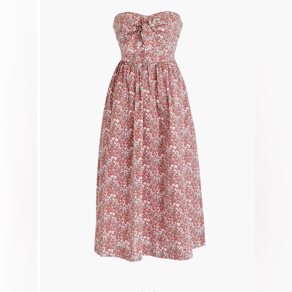 J.Crew Liberty June’s Meadow Floral Tie Front Strapless Dress, Size 6